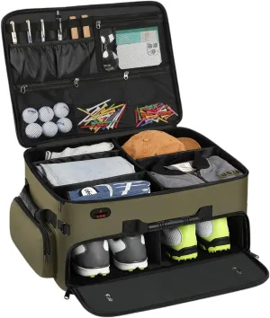 Mogplof Extra Large 2 Layer Golf Trunk Organizer, Golf Gifts for Men Golfers, 20"x 14"x 10" Water-Resistant Car Durable Golf Organizer for 2 Pair Shoes, Balls, Tees, Clothes, Gloves, Accessories