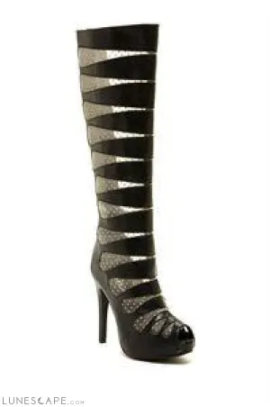 MORENO Knee-High Heeled Boot with Metallic Detail