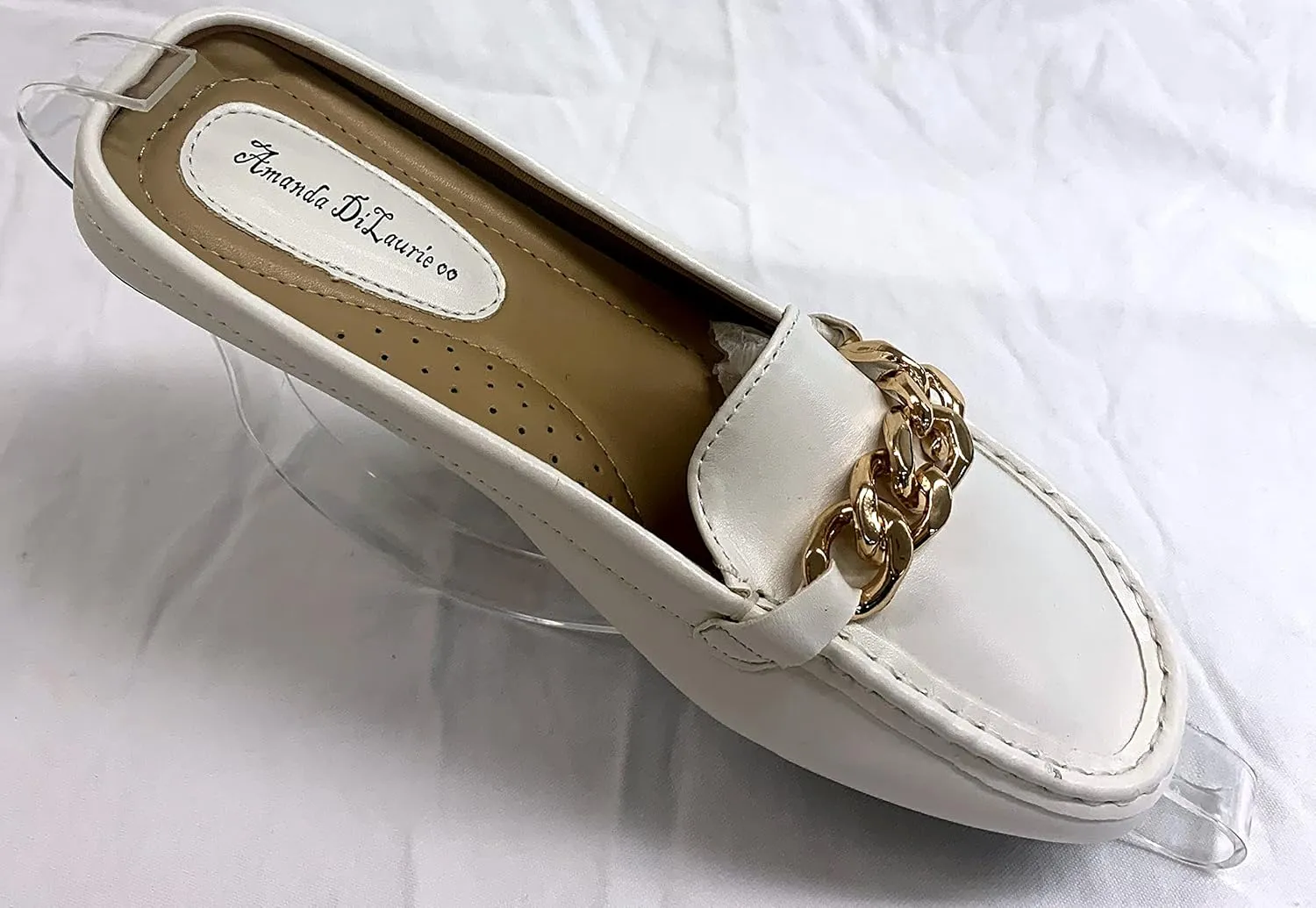 Mules for Women Flats Backless Comfortable Slip On Gold Chain/Emma