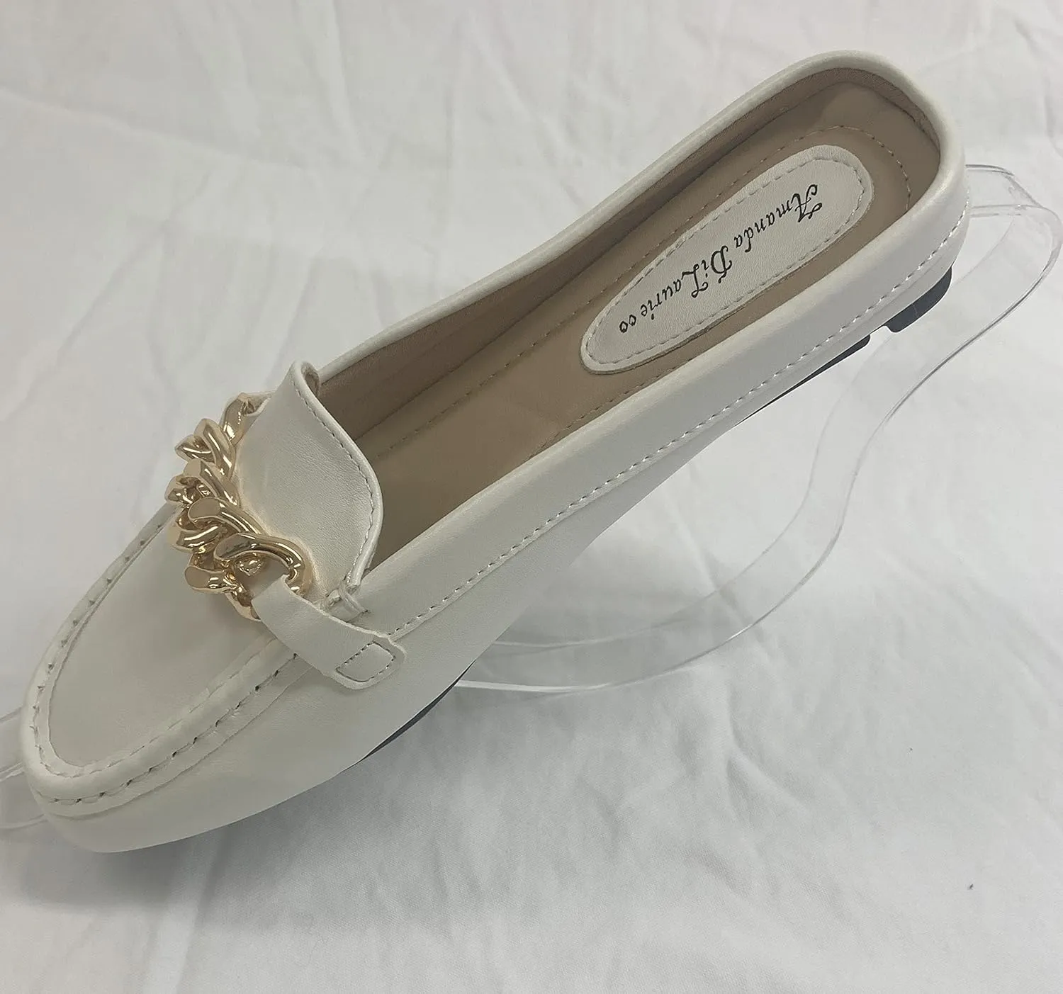 Mules for Women Flats Backless Comfortable Slip On Gold Chain/Emma