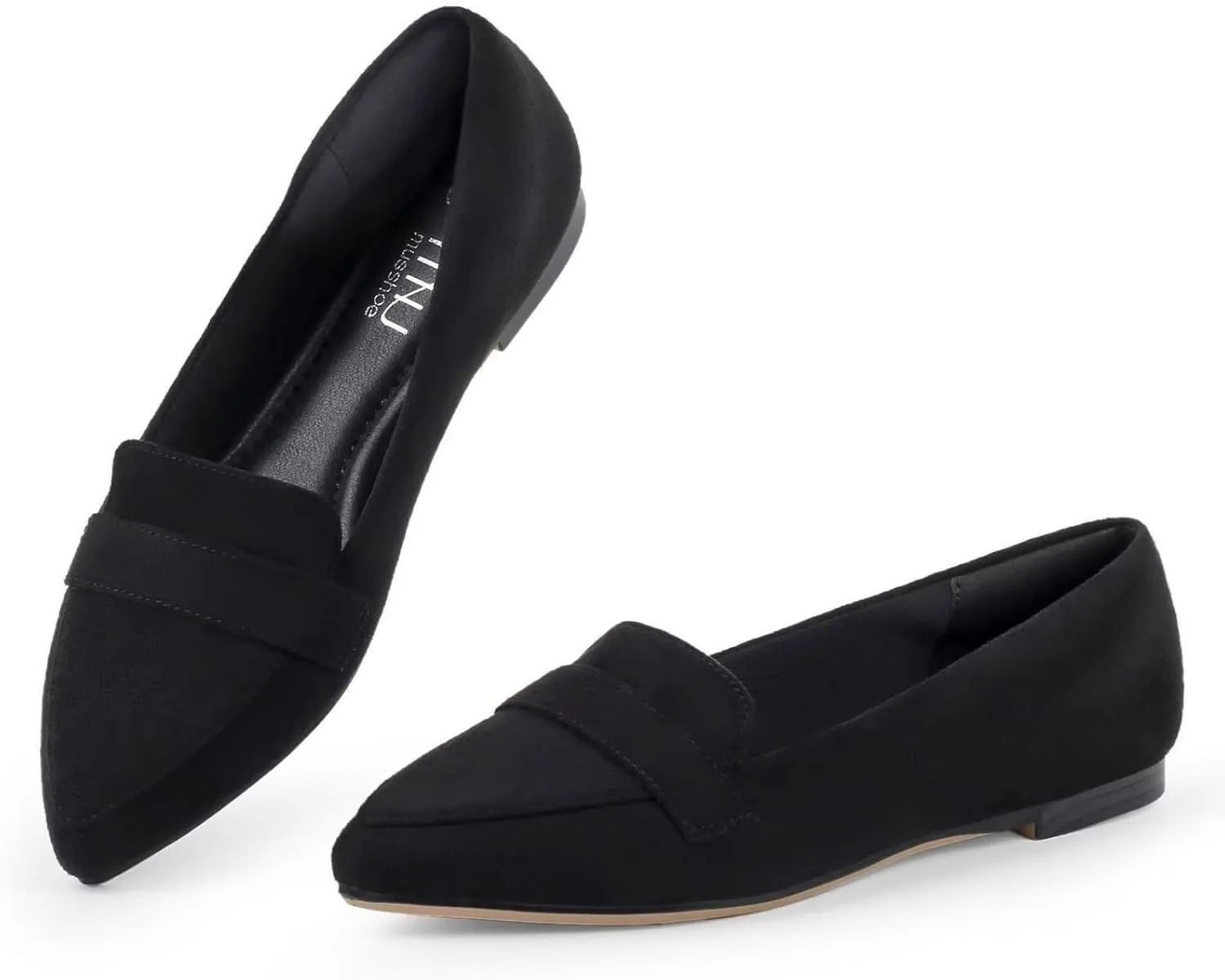 MUSSHOE Women's Flats, Comfortable Pointed Toe Flats for Women Soft Suede Women's Loafers & Slip-ons for Work Dating and Casual