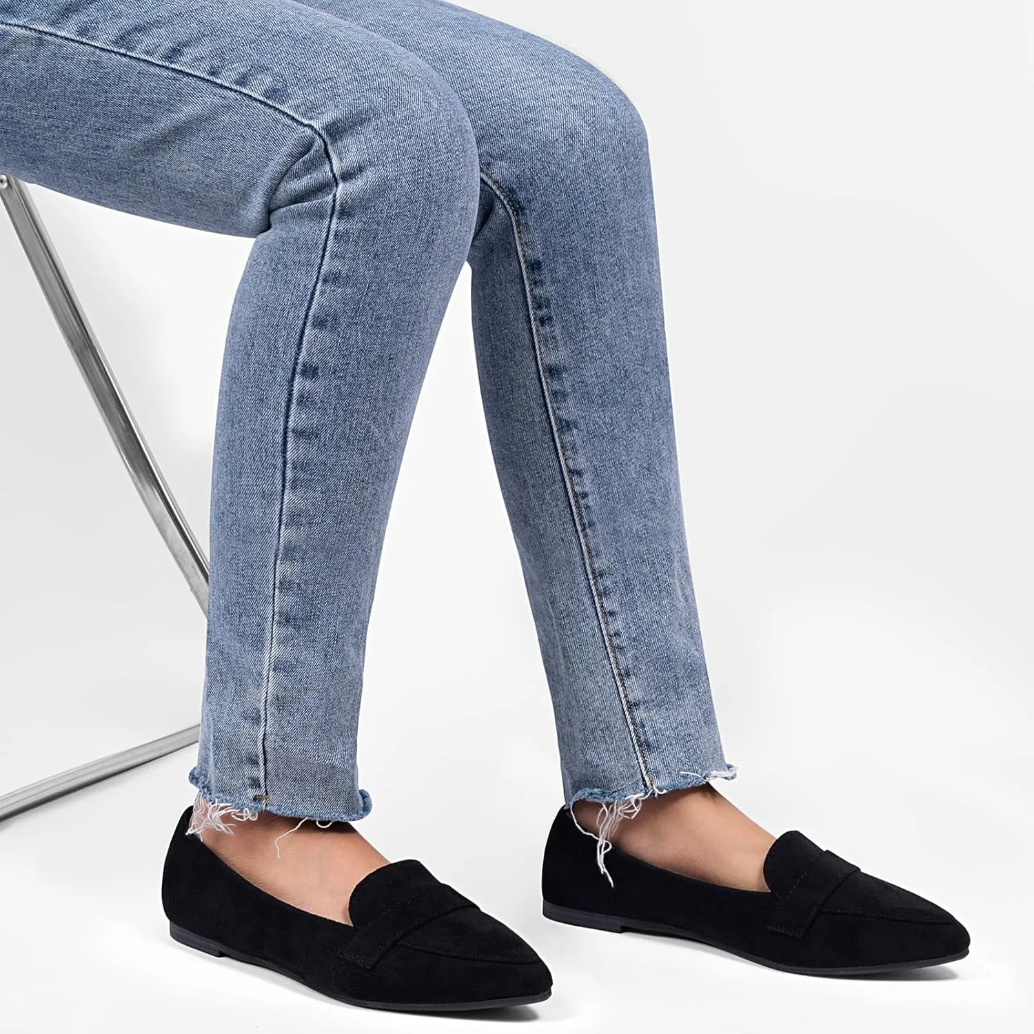 MUSSHOE Women's Flats, Comfortable Pointed Toe Flats for Women Soft Suede Women's Loafers & Slip-ons for Work Dating and Casual