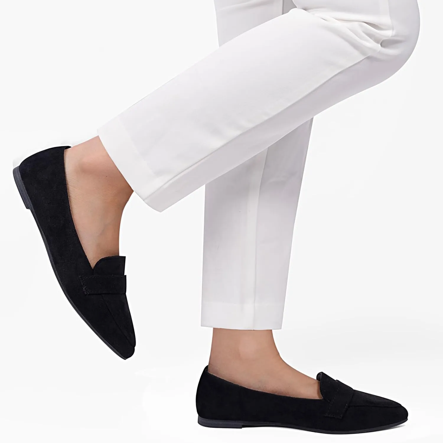 MUSSHOE Women's Flats, Comfortable Pointed Toe Flats for Women Soft Suede Women's Loafers & Slip-ons for Work Dating and Casual