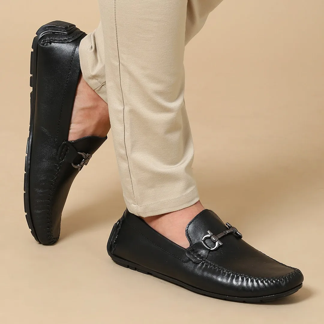 NAPA LEATHER BUCKLE BLACK LOAFER SHOE