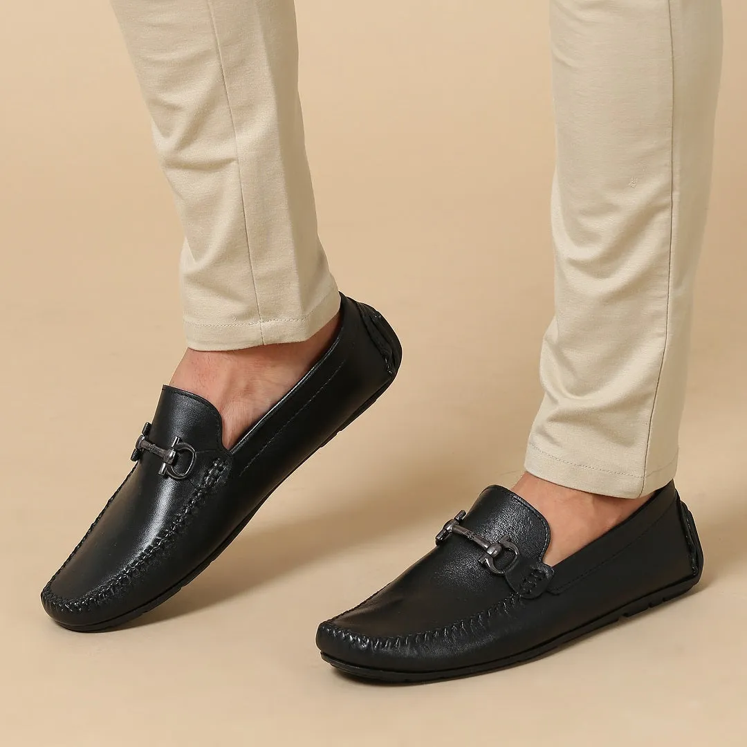 NAPA LEATHER BUCKLE BLACK LOAFER SHOE