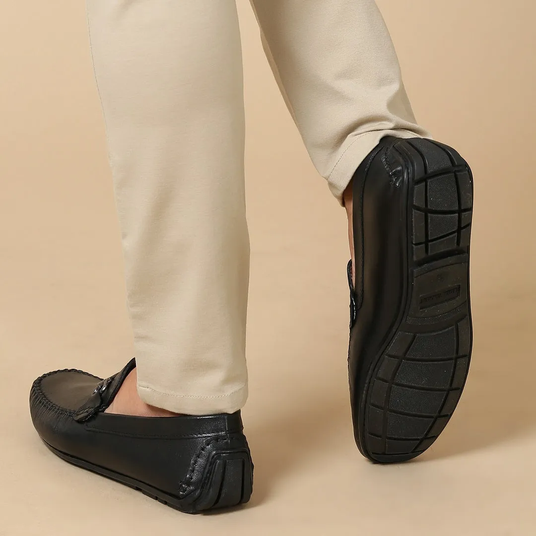NAPA LEATHER BUCKLE BLACK LOAFER SHOE