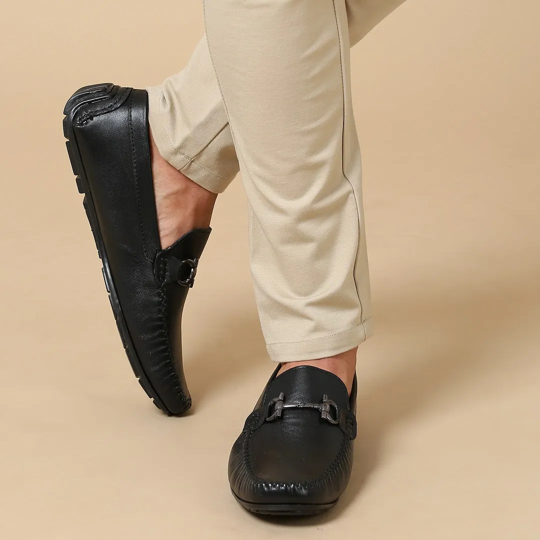 NAPA LEATHER BUCKLE BLACK LOAFER SHOE