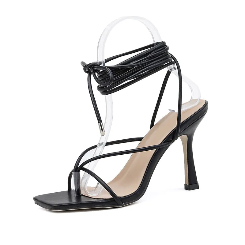 Narrow Band Cross Strap Thong Sandals