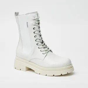 NeroGiardini Cream Lace Up Leather Boots