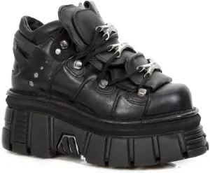 New Rock 106 S29 Women's Goth Punk Black Metallic Platform Ankle Boots