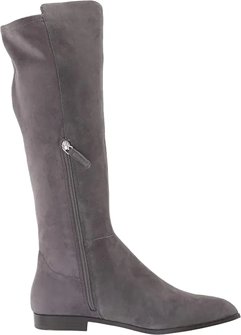 NINE WEST Women's OWENFORD Suede Knee High Boot, Dark Grey, 6.5