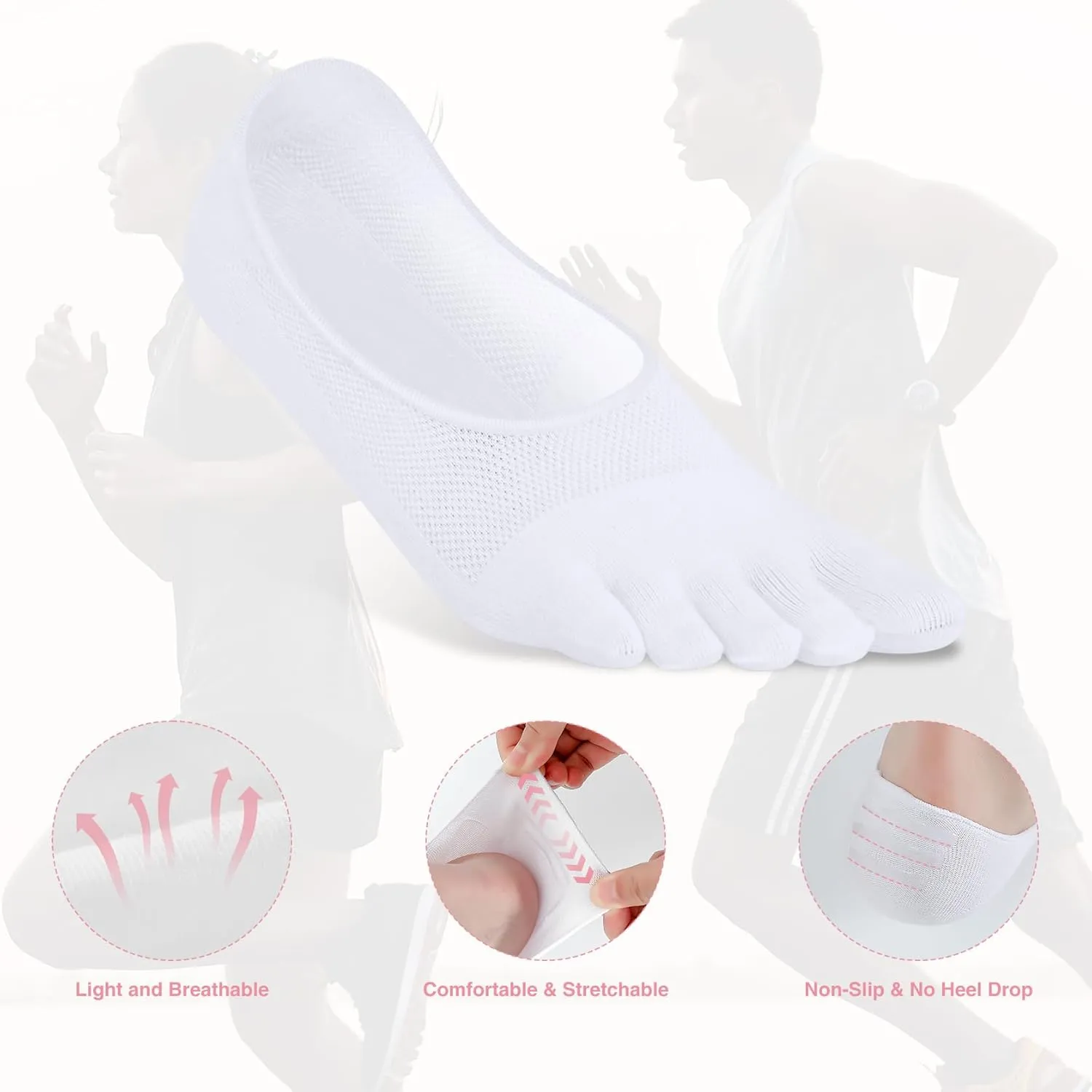 No Show Socks Men - 3 Pairs Low Cut Ankle Socks, Cotton, Invisible Breathable Compression