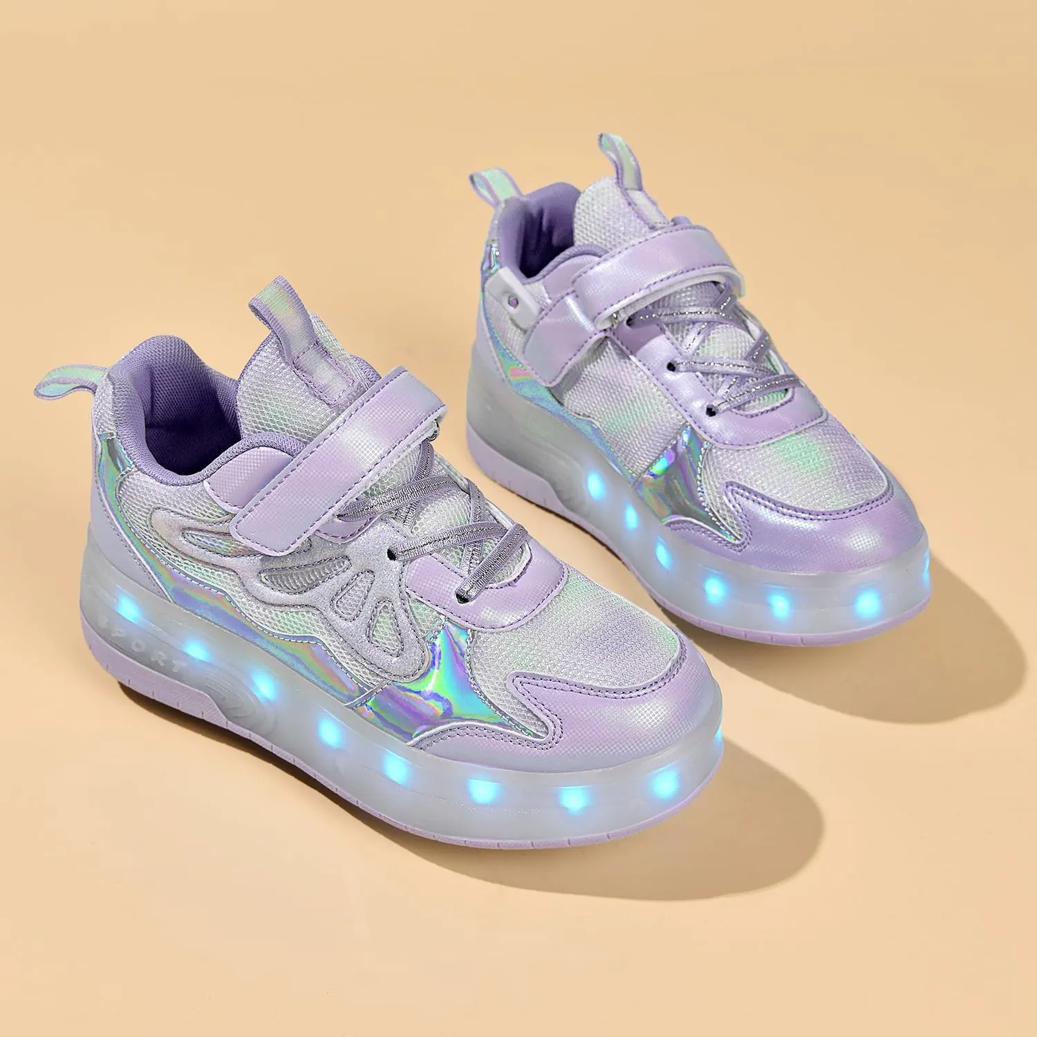 Nsasy Girls Boys Roller Shoes with LED Light Up Wheels Sneakers Kids Roller Skates Shoes for Kids for Children