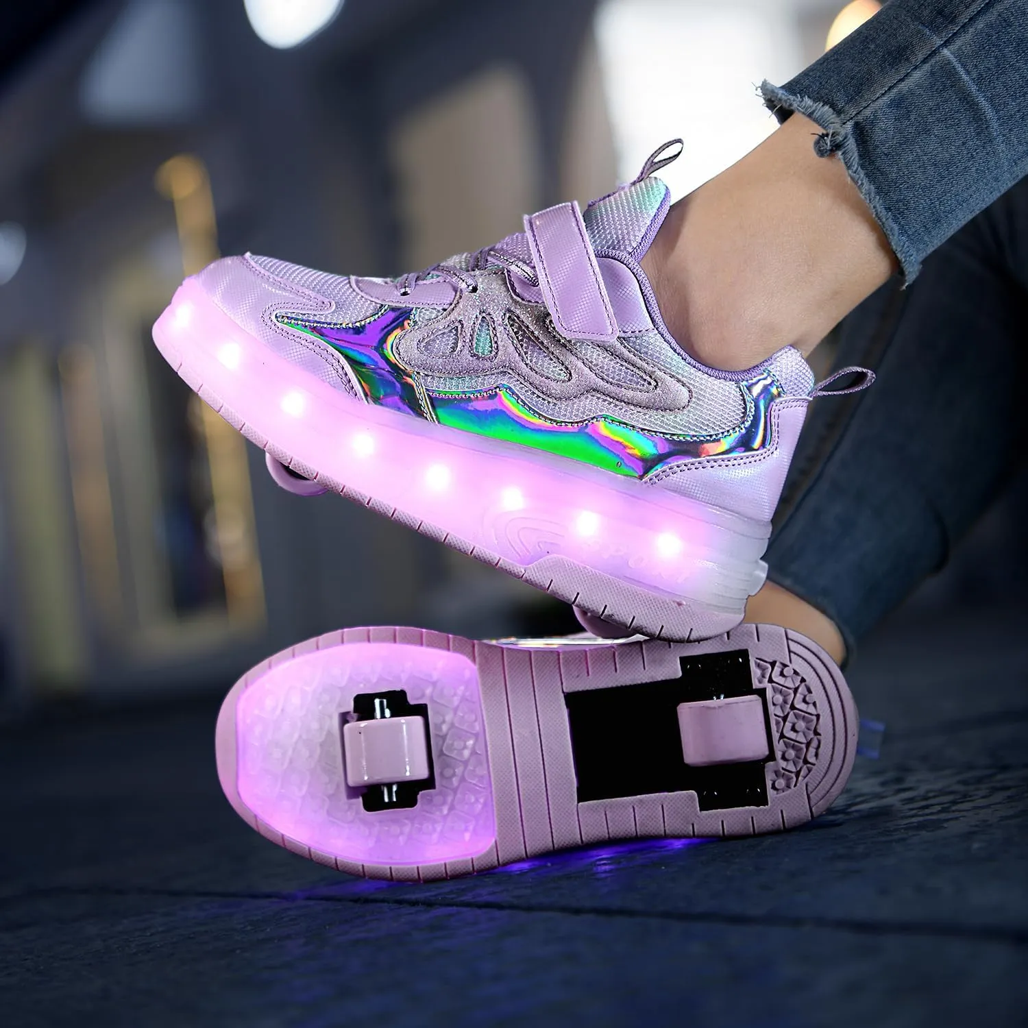 Nsasy Girls Boys Roller Shoes with LED Light Up Wheels Sneakers Kids Roller Skates Shoes for Kids for Children