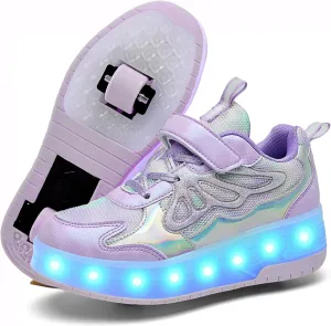 Nsasy Girls Boys Roller Shoes with LED Light Up Wheels Sneakers Kids Roller Skates Shoes for Kids for Children