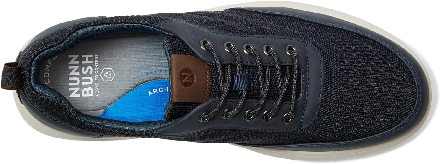 Nunn Bush Men's Ponte Knit Moc Toe Sneakers Hybrid Oxford Casual Lightweight Athletic Style Lace Up