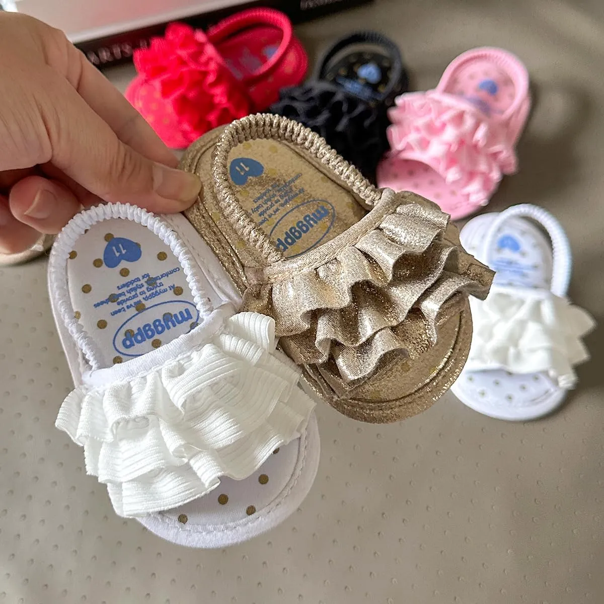 Ohwawadi Baby Boys Girls Sandals Soft Sole Summer Infant Wedding Dress Flat Shoes Beach Sandal Newborn Crib Shoes First Walkers