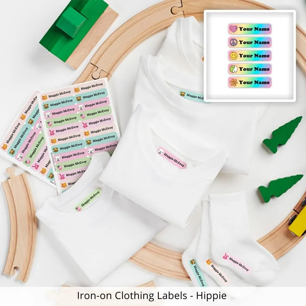 Oliver's Labels Camp Package, 151 Durable Personalized Name Labels & Tags (Hippie)