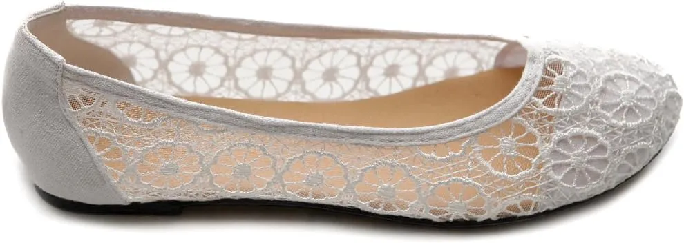 Ollio Women's Ballet Shoe Floral Lace Breathable Flat