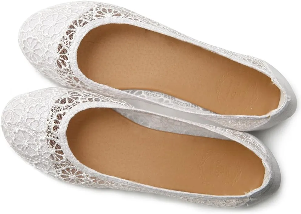 Ollio Women's Ballet Shoe Floral Lace Breathable Flat