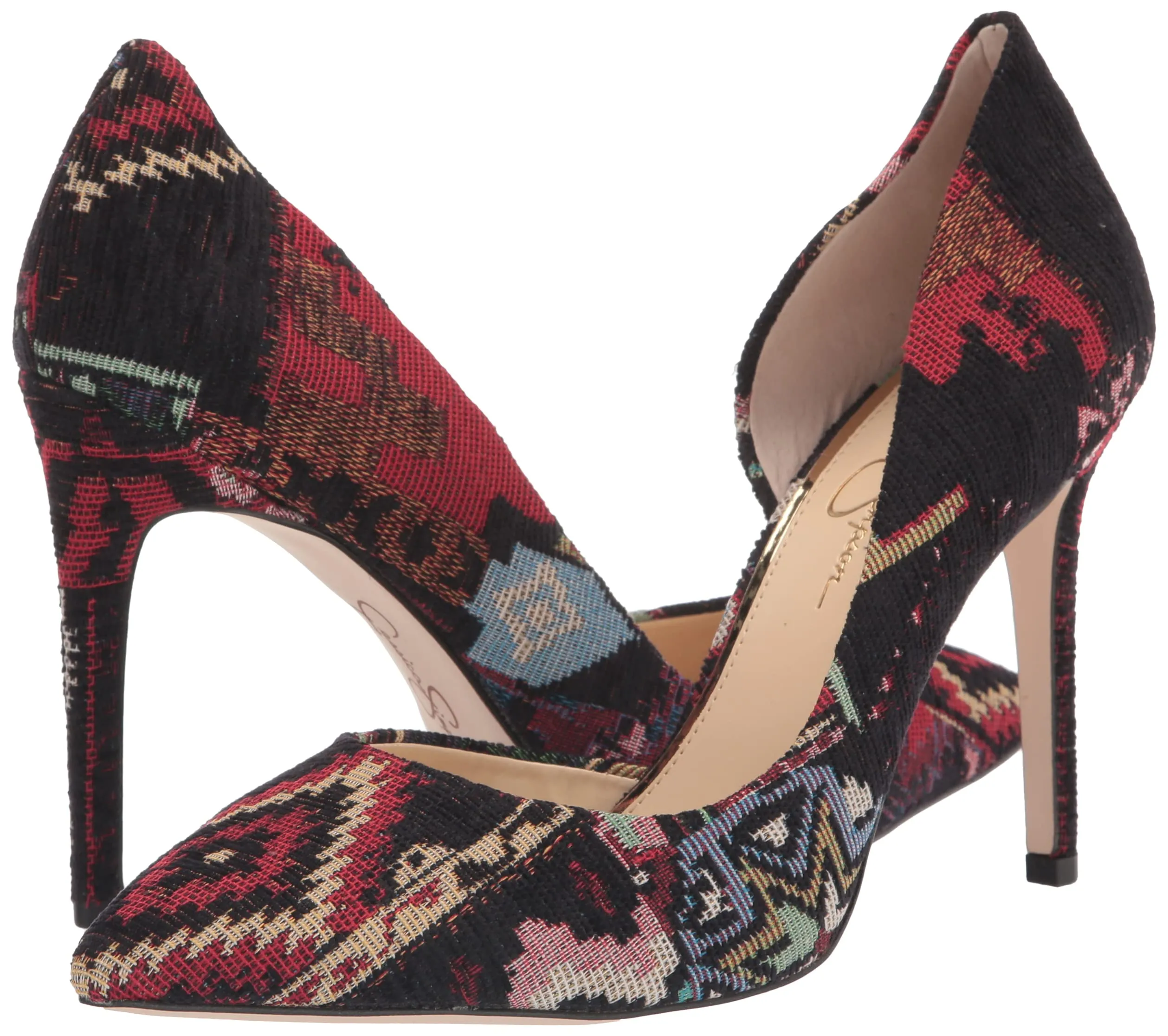 on Pointed Stiletto Multi Simpson Toe Plaid Cara Prizma Fast worldwide shipping Slip Red Jessica High-standard Pumps
