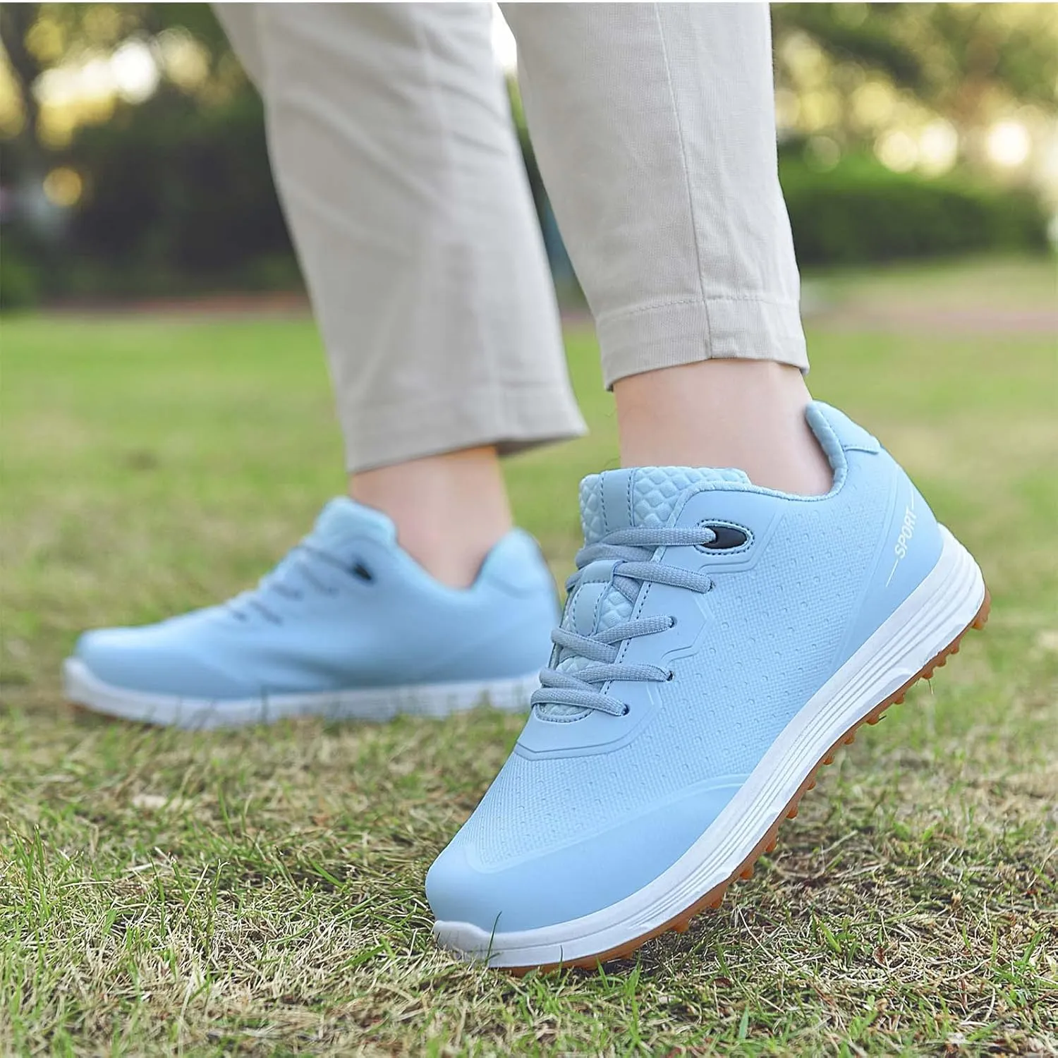 ONAIC Golf Shoes Womens Wide Fitting Casual Waterproof Sneakers Breathable Spikeless Trainers Big Size