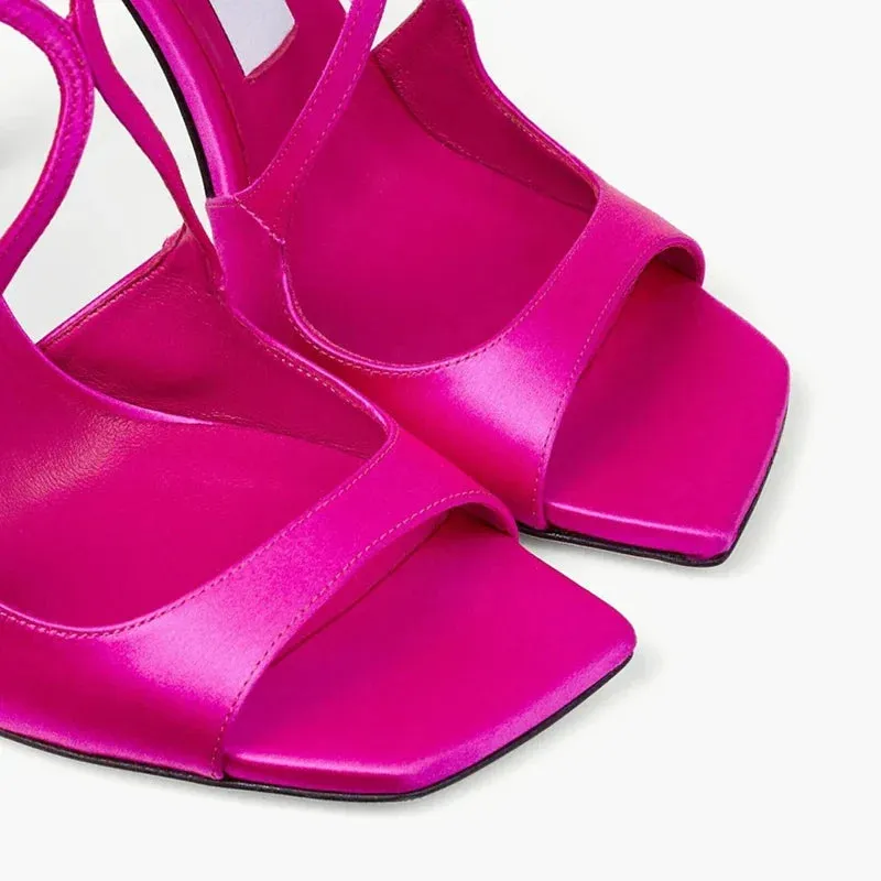 Open Toe Cross Button Elastic Belt Thin High Heel Fish Mouth Sandals