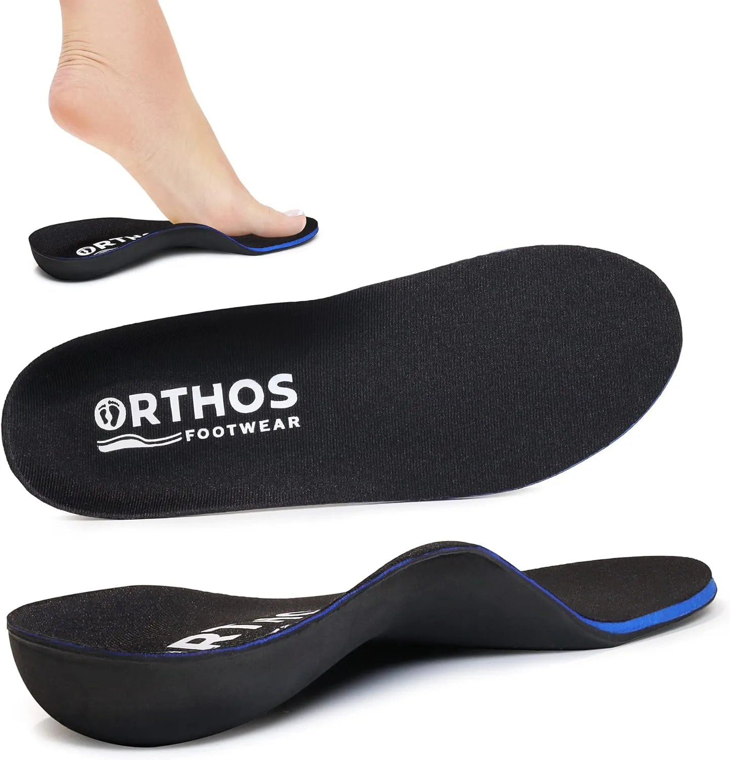 ORTHOS Orthotic Replacement Shoe Insoles - USA Made - Breathable Full Length Feet Insoles with Shock Absorption for Arch Support, Flat Feet, Heel Spurs, Plantar Fasciitis