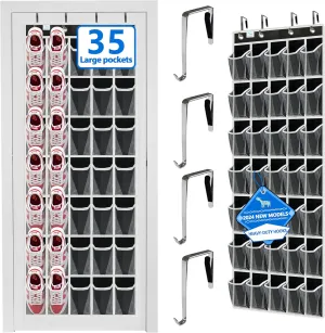over the door shoe organizer,2025 upgraded,over door shoe organizer,35 Huge clear pockets,Store size 13 shoes,shoe organizer,Strong material,hooks Suitable for various doors,Black