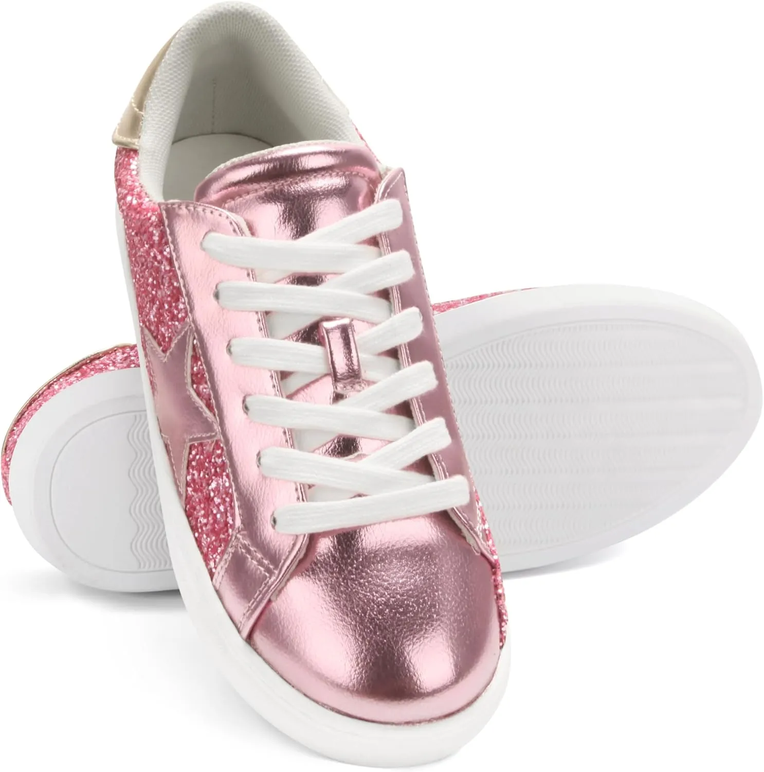 PARTY Women's Fashion Star Sneaker Lace Up Low Top Comfortable Cushioned Walking Shoes