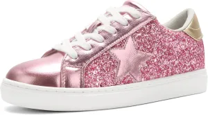 PARTY Women's Fashion Star Sneaker Lace Up Low Top Comfortable Cushioned Walking Shoes