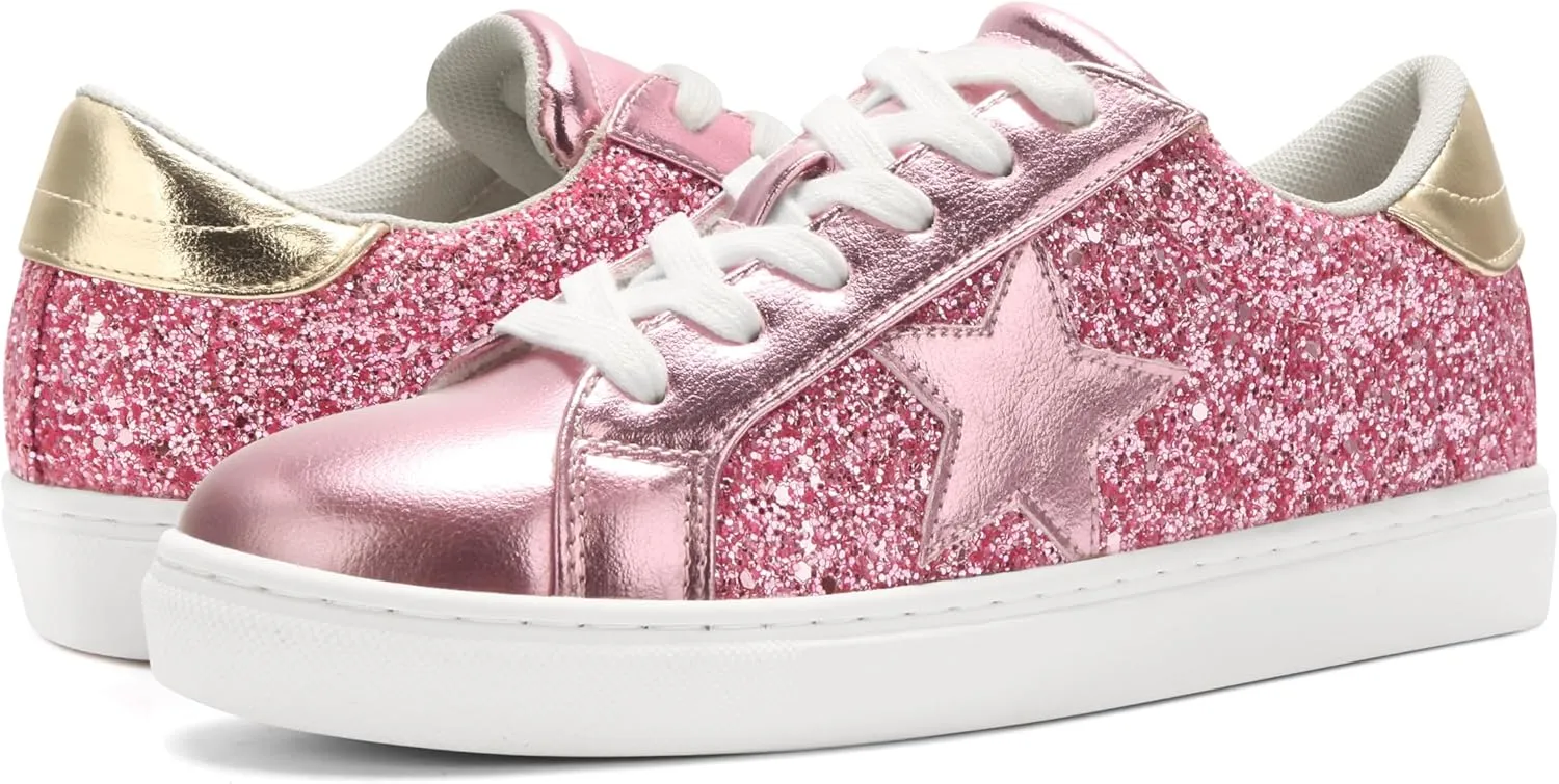 PARTY Women's Fashion Star Sneaker Lace Up Low Top Comfortable Cushioned Walking Shoes