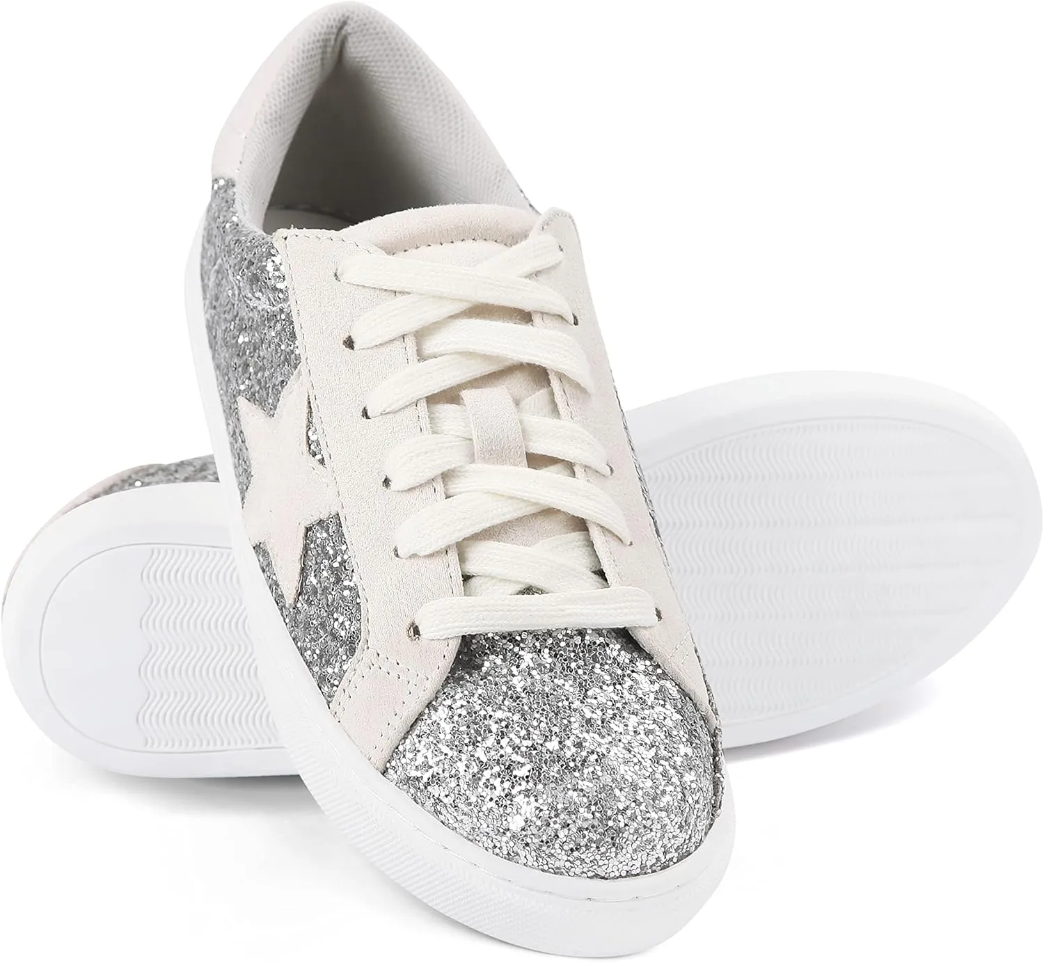 PARTY Women's Fashion Star Sneaker Lace Up Low Top Comfortable Cushioned Walking Shoes