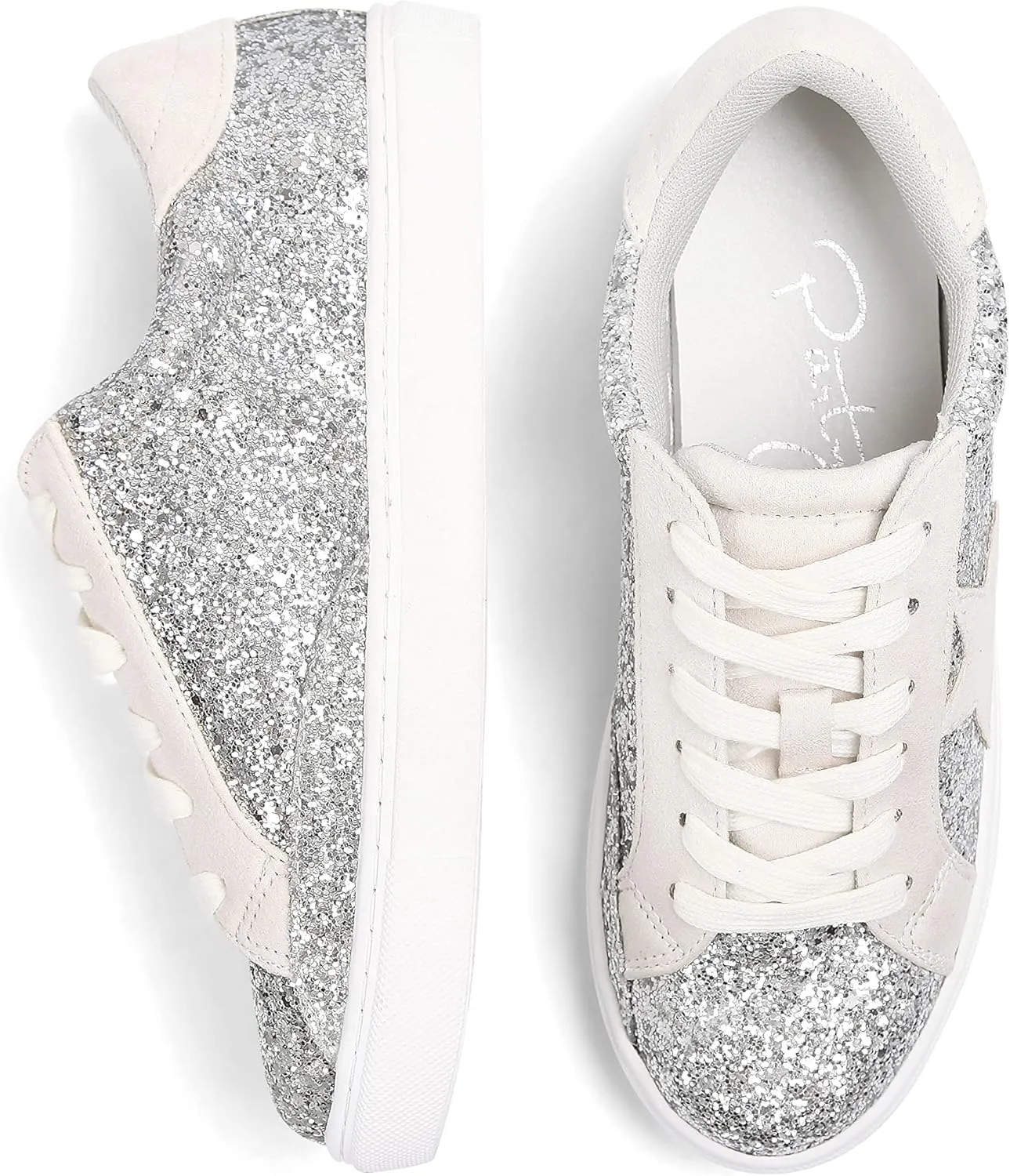 PARTY Women's Fashion Star Sneaker Lace Up Low Top Comfortable Cushioned Walking Shoes