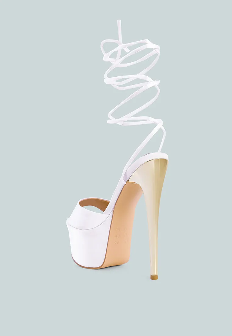 Passion Fruit Dramatic Platform Lace-Up Heel Sandals By Ruw