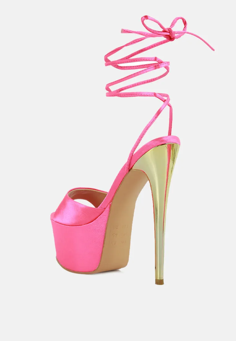 Passion Fruit Dramatic Platform Lace-Up Heel Sandals By Ruw