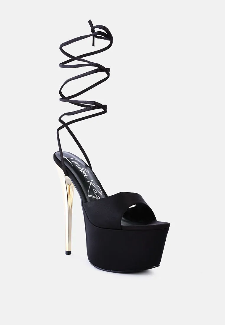 Passion Fruit Dramatic Platform Lace-Up Heel Sandals By Ruw