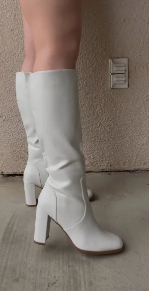 Paula Knee High Boot - White