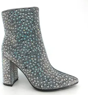 PAZZLE Women's Rhinestone Block Heel Mid Calf Ankle Booties Short Knee High Boots Runway-01