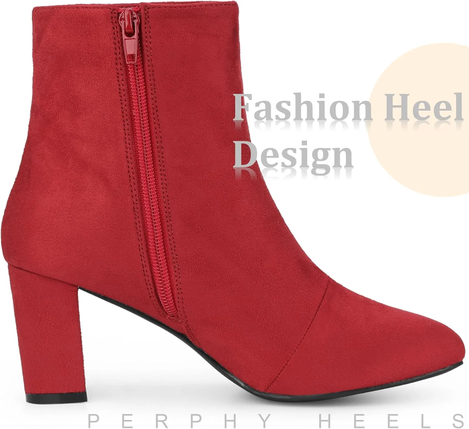 Perphy Square Toe Ankle Boot Chunky Heels Boots for Women