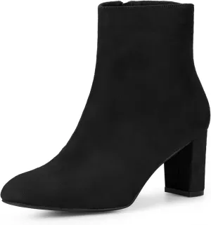 Perphy Square Toe Ankle Boot Chunky Heels Boots for Women
