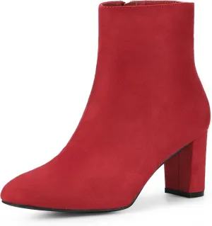 Perphy Square Toe Ankle Boot Chunky Heels Boots for Women