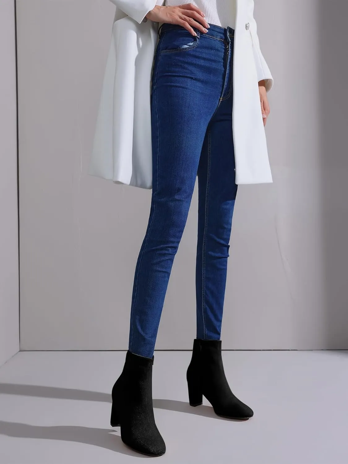 Perphy Square Toe Ankle Boot Chunky Heels Boots for Women