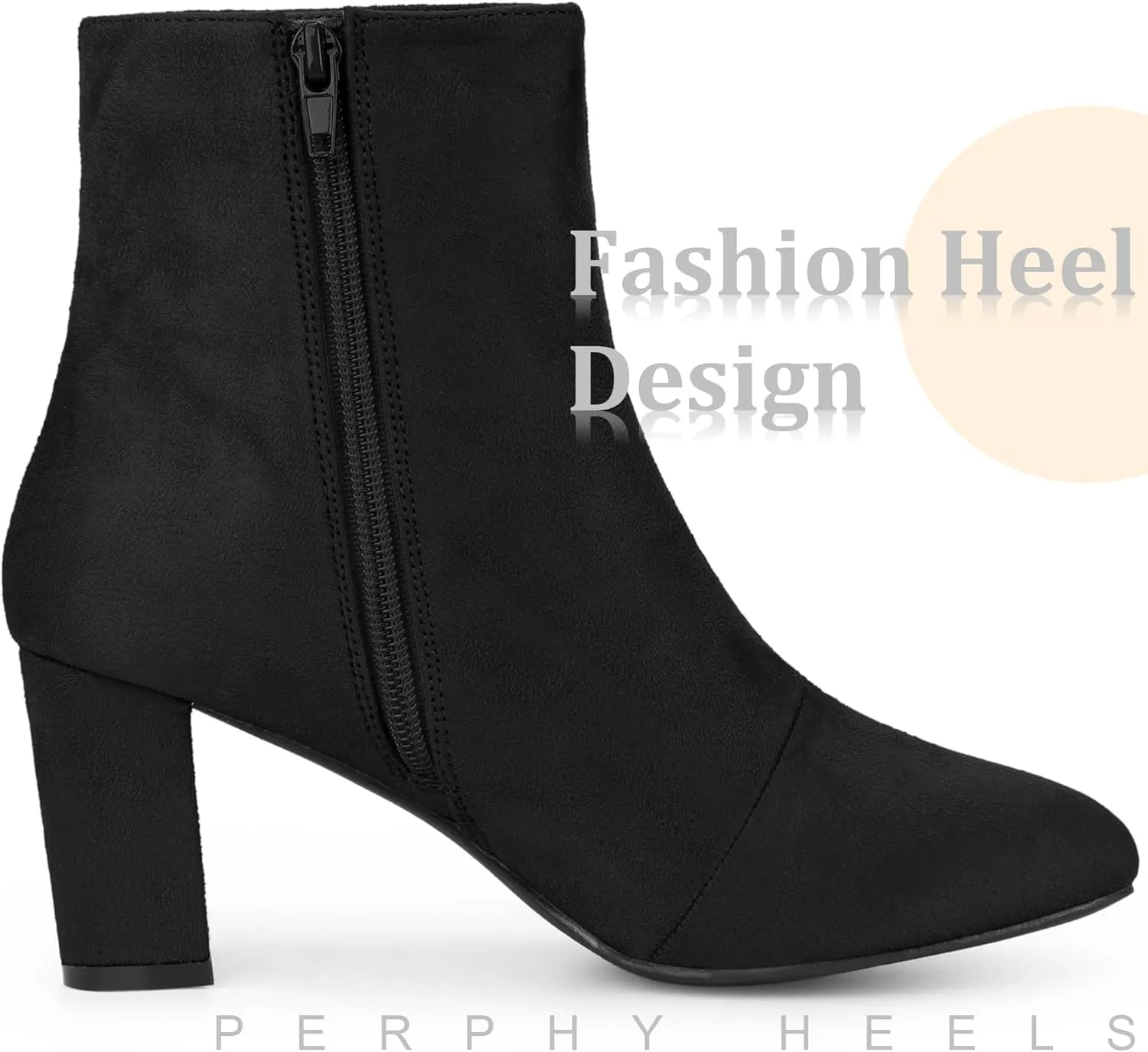 Perphy Square Toe Ankle Boot Chunky Heels Boots for Women