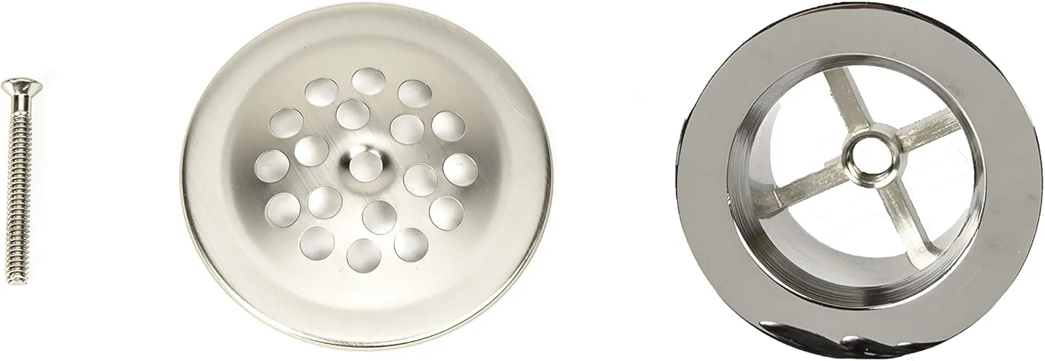 PF WaterWorks PF0972-BN Bathtub Drain Assembly (Drainshoe, Traditional Strainer & Trip Lever Waste & Overflow Face Plate), Brush Nickel