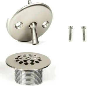 PF WaterWorks PF0972-BN Bathtub Drain Assembly (Drainshoe, Traditional Strainer & Trip Lever Waste & Overflow Face Plate), Brush Nickel