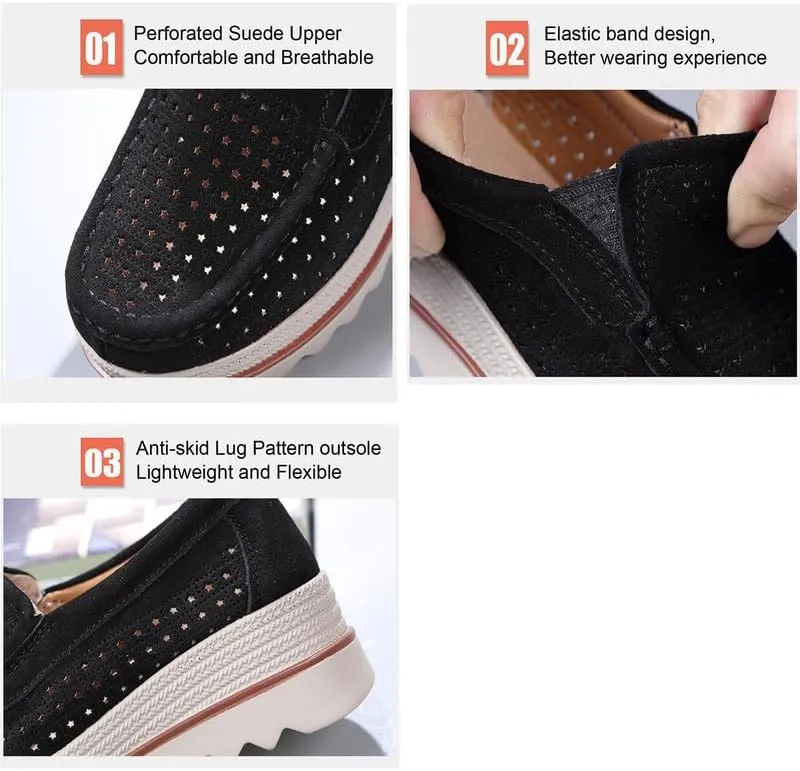 Platform Loafers for Women Wedge Sneaker Slip on Casual Platform Shoes