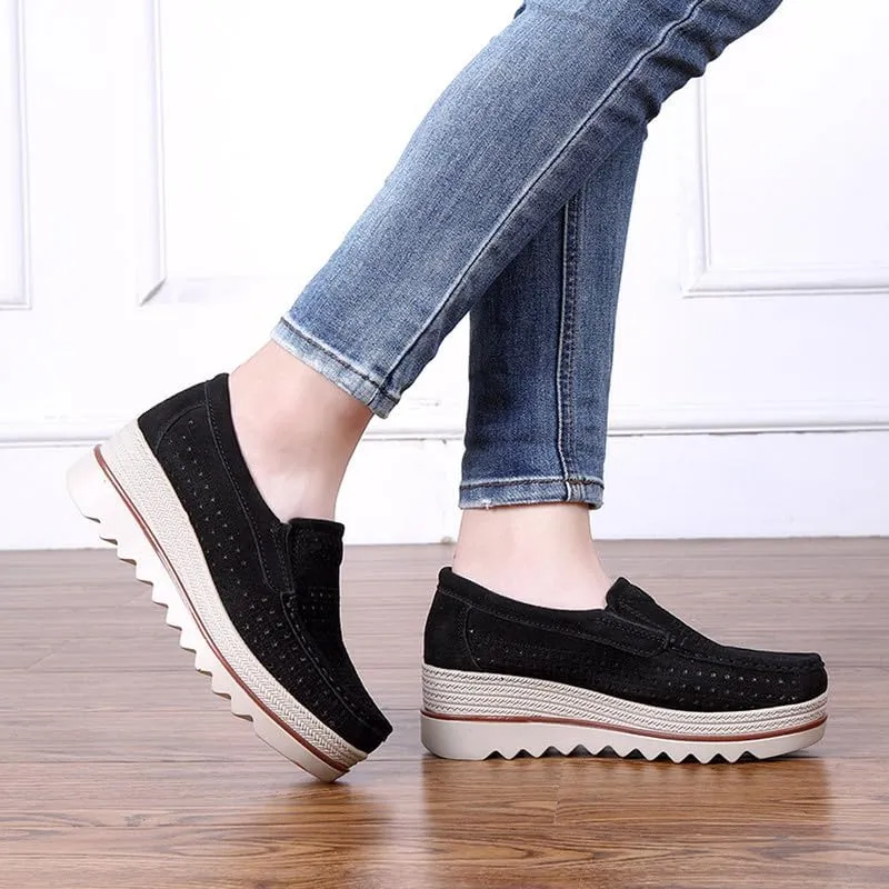 Platform Loafers for Women Wedge Sneaker Slip on Casual Platform Shoes