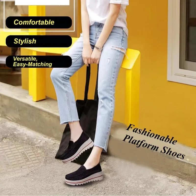 Platform Loafers for Women Wedge Sneaker Slip on Casual Platform Shoes