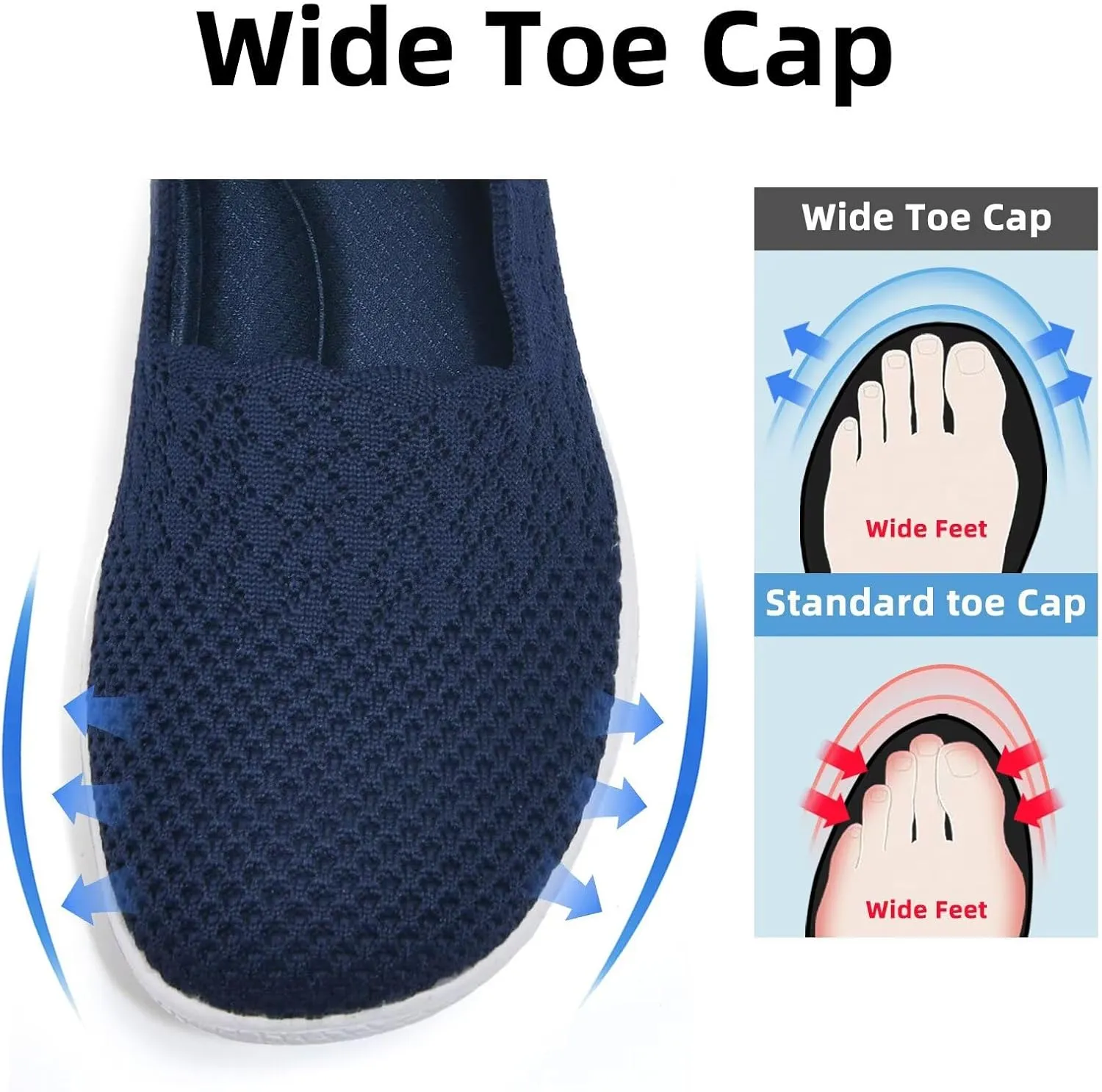 poemlady Women's Walking Shoes - Mesh Slip on Sneaker Knit Round Toe Casual Memory Foam Low Wedge Nurse Shoes for Work